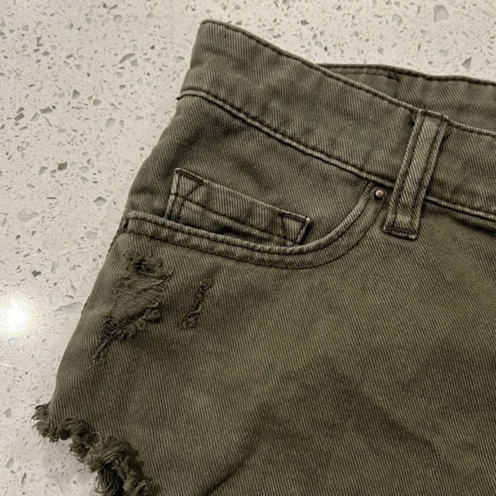 BDG Olive Green Jean Low rise Shorts - Picture 3 of 7
